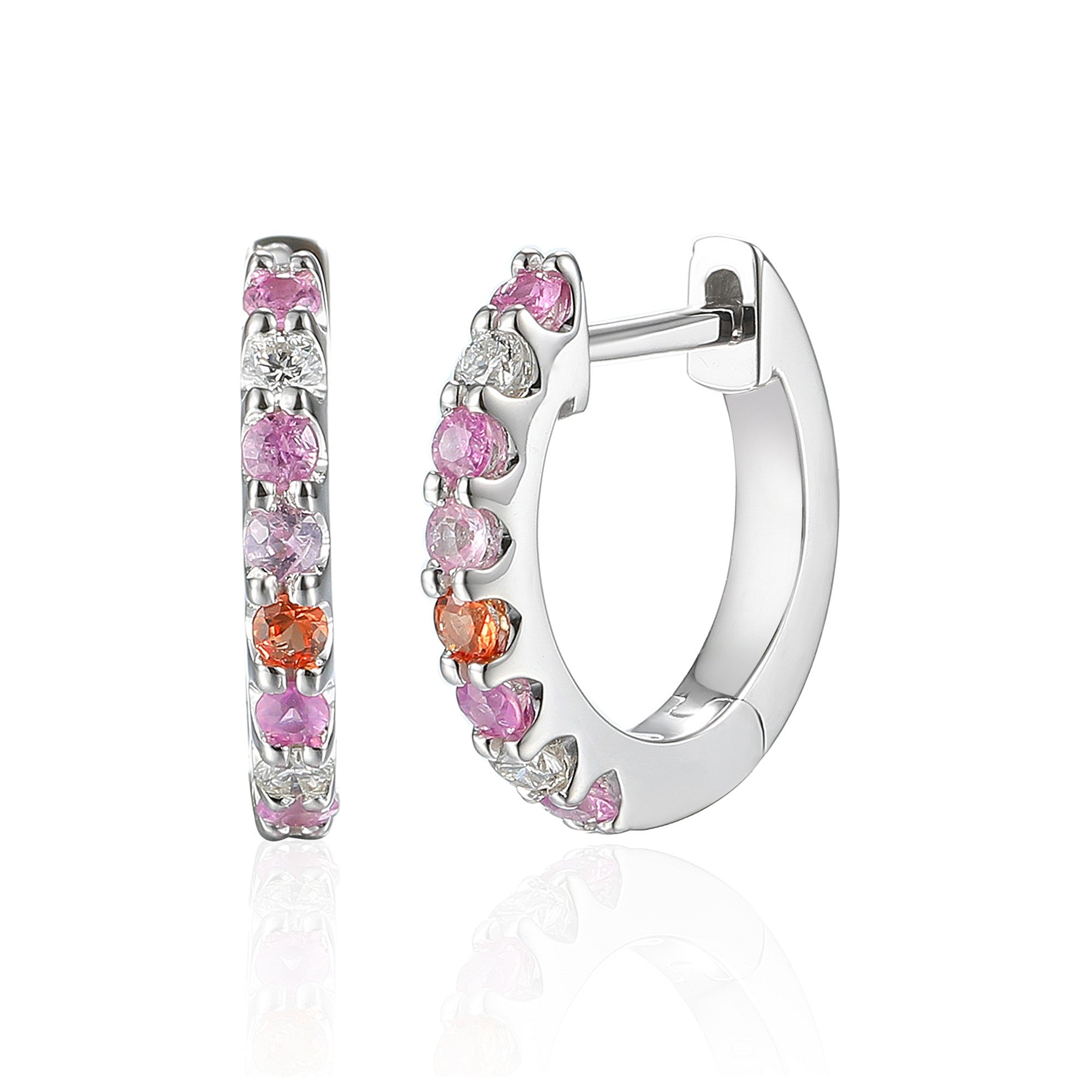 0.39ct multi-coloured sapphire & diamond earrings set in 18ct white gold