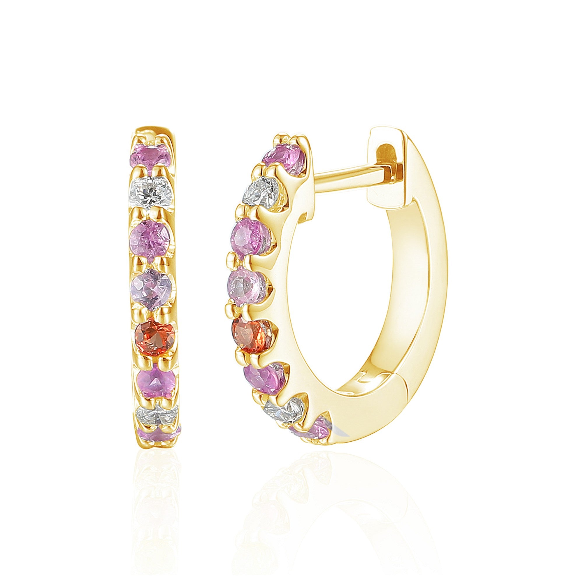 SOLD 0.38ct multi-coloured sapphire & diamond earrings set in 18ct yellow gold