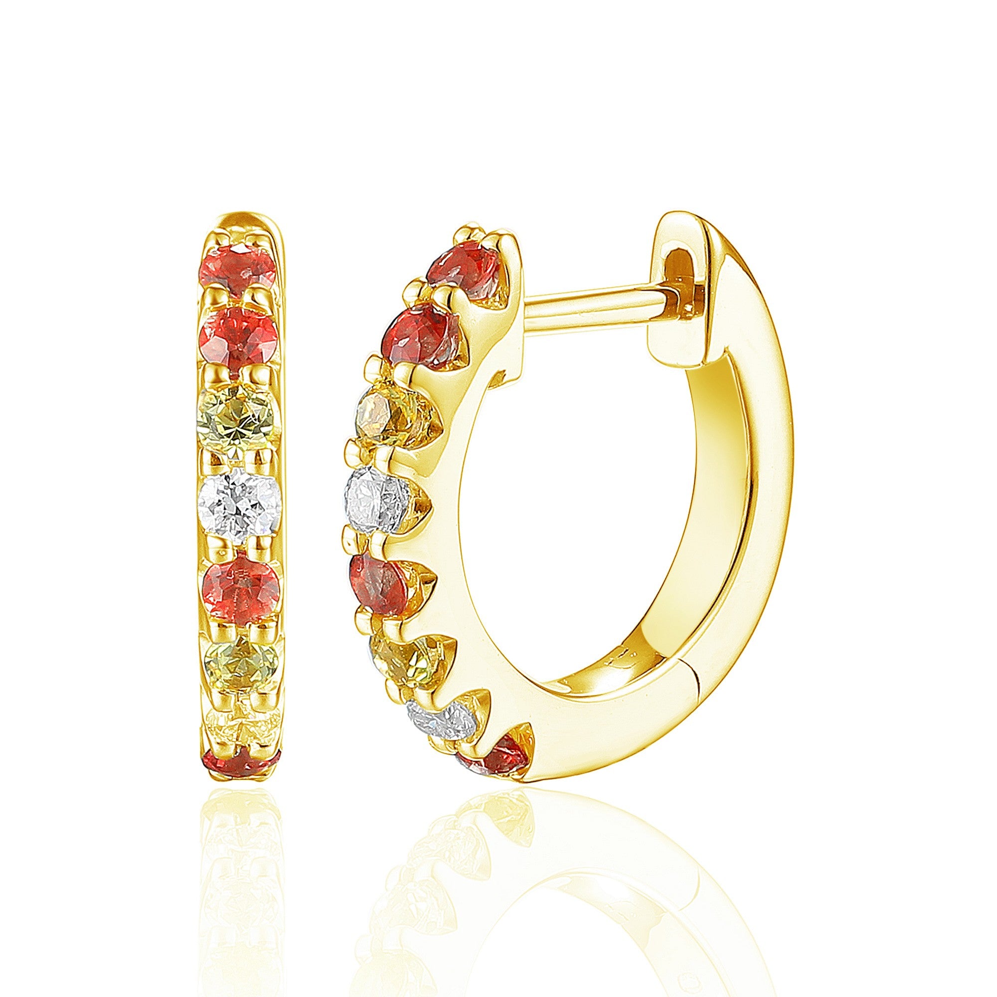 0.47ct multi-coloured sapphire & diamond earrings set in 18ct yellow gold