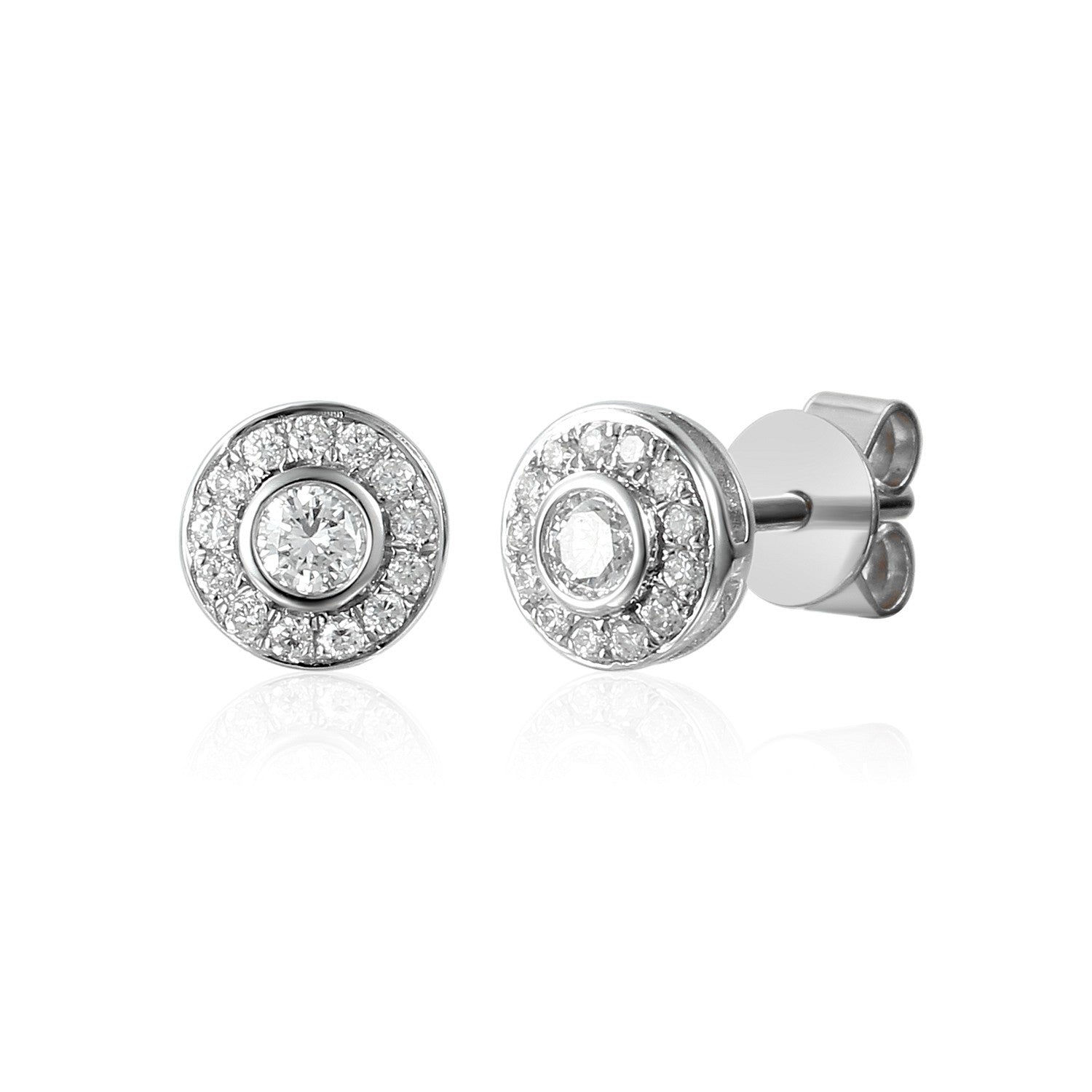 0.25ct natural diamond earrings set in an 18ct white gold halo