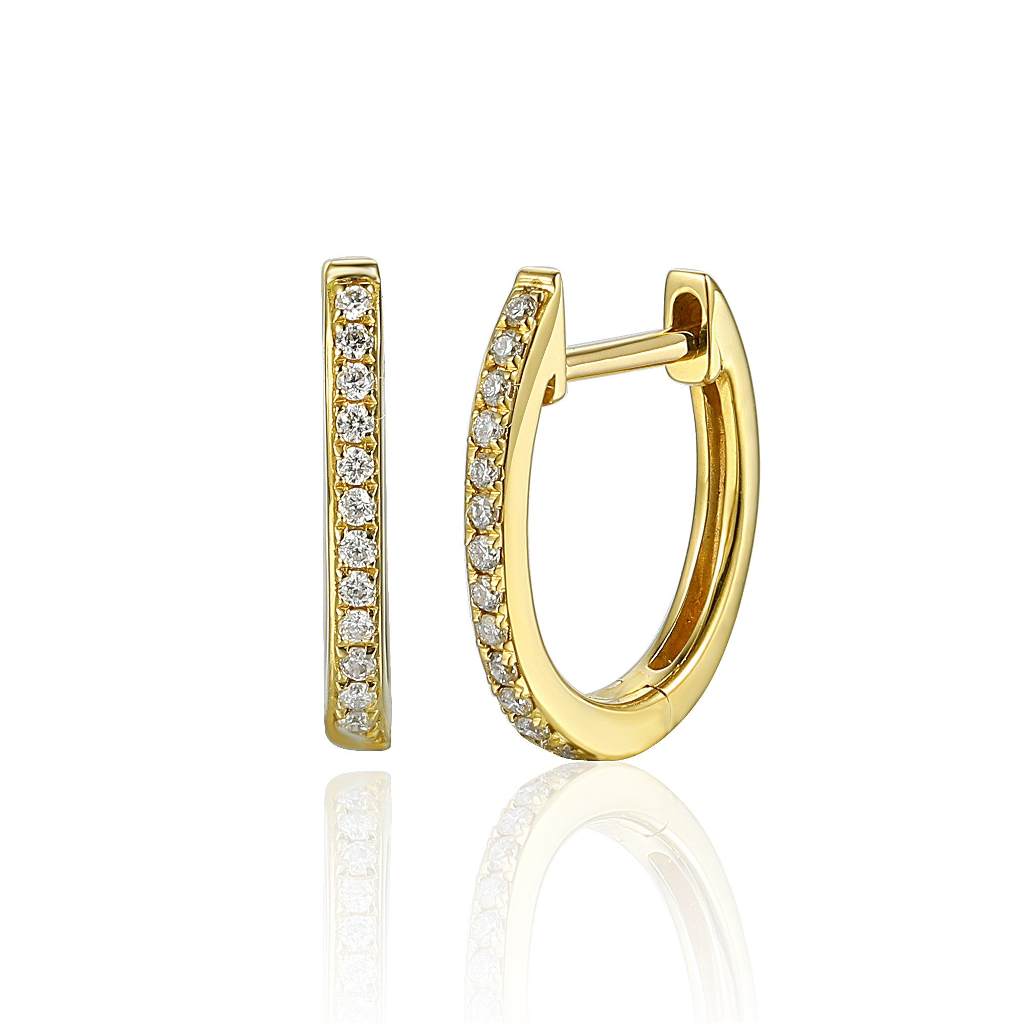 0.10ct diamond hoop earrings set in 18ct yellow gold