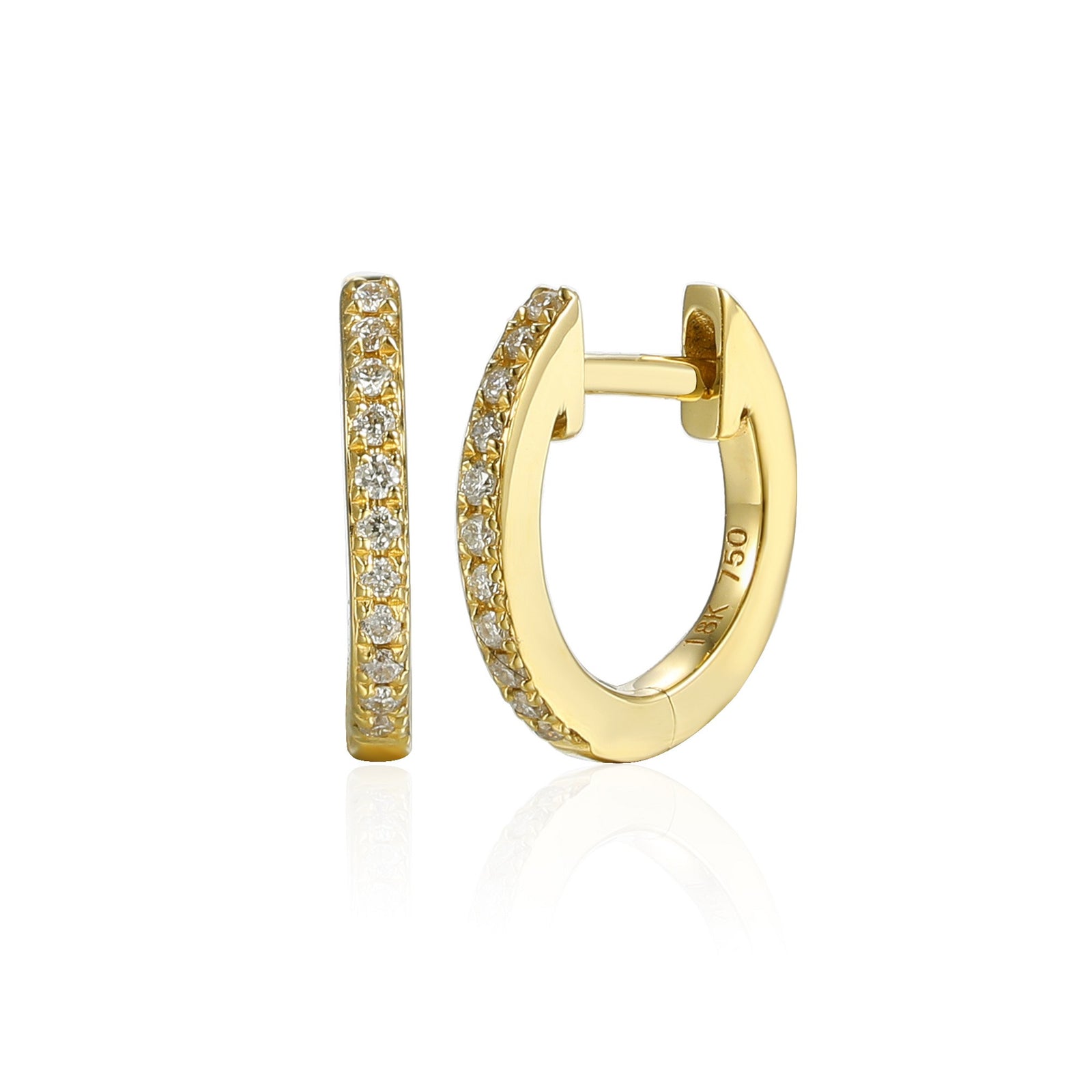 0.07ct natural diamond hoop earrings set in 18ct yellow gold