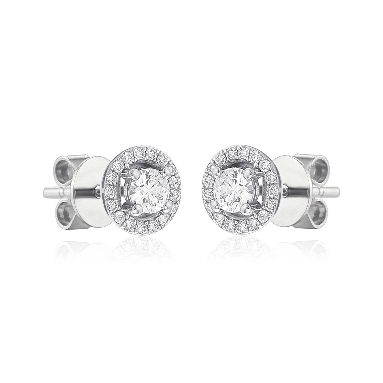 0.29ct natural diamond earrings set in an 18ct white gold halo