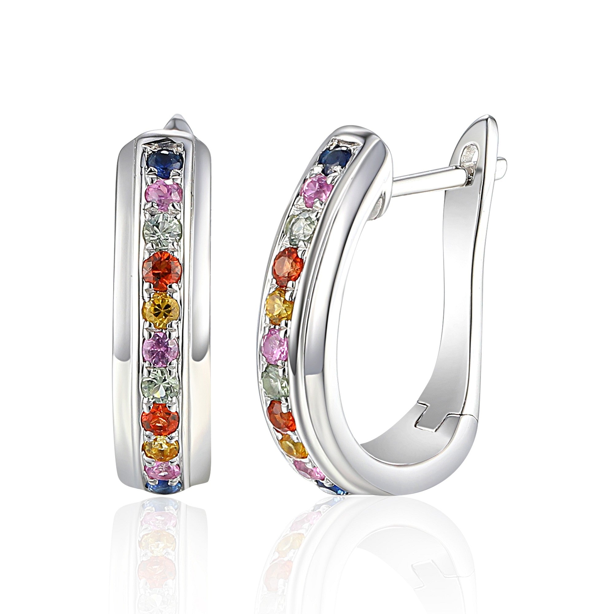 0.41ct multi-coloured sapphire earrings set in 18ct white gold