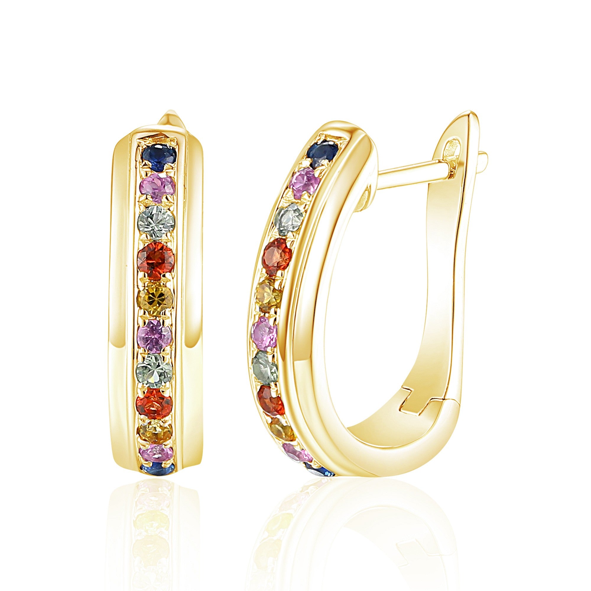 0.38ct multi-coloured sapphire earrings set in 18ct yellow gold