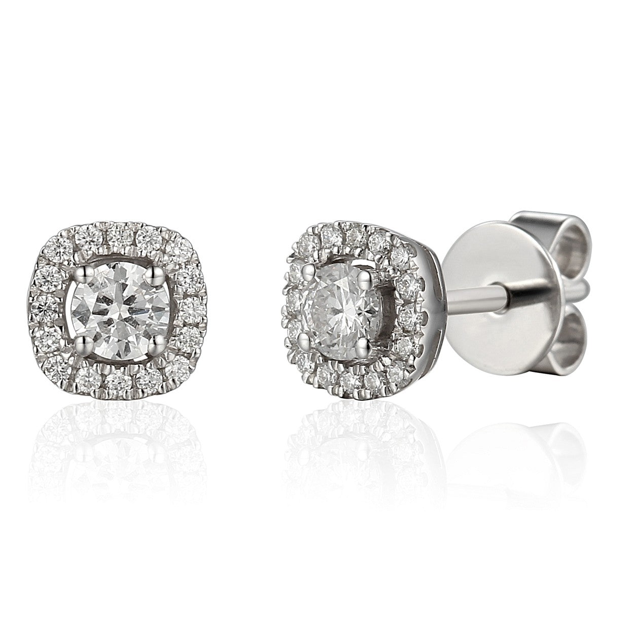 0.42ct natural diamond earrings set in an 18ct white gold halo