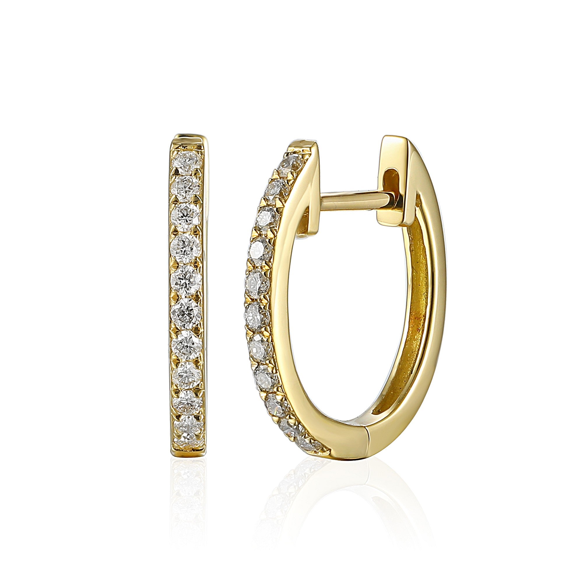 0.24ct natural diamond hoop earrings set in 18ct yellow gold