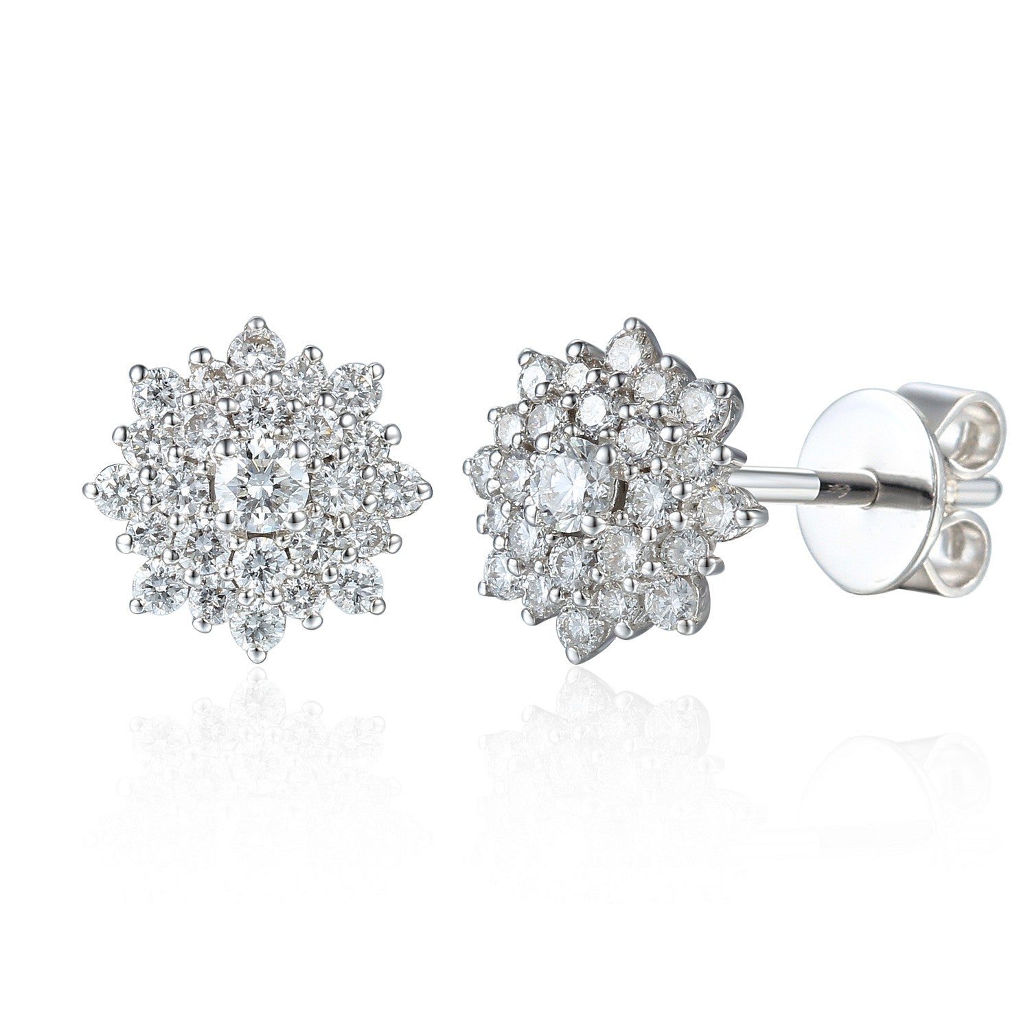 0.55ct natural diamond flower earrings set in an 18ct white gold cluster