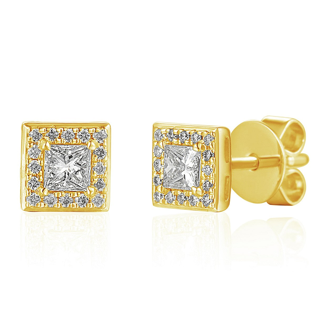 0.27ct natural diamond earrings set in an 18ct yellow gold cluster