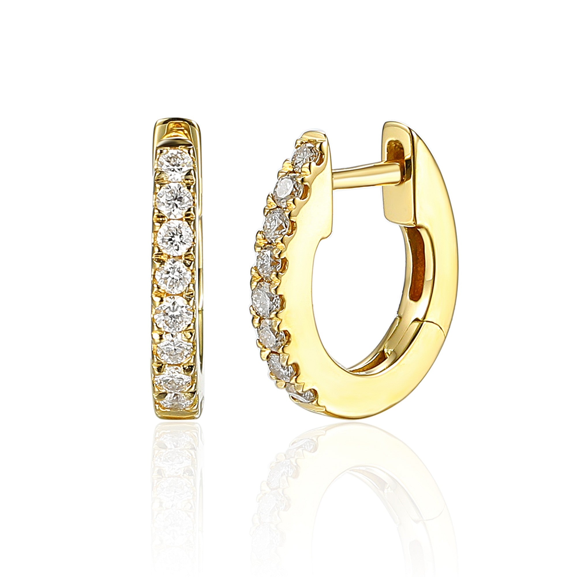 0.16ct diamond hoop earrings set in 18ct yellow gold