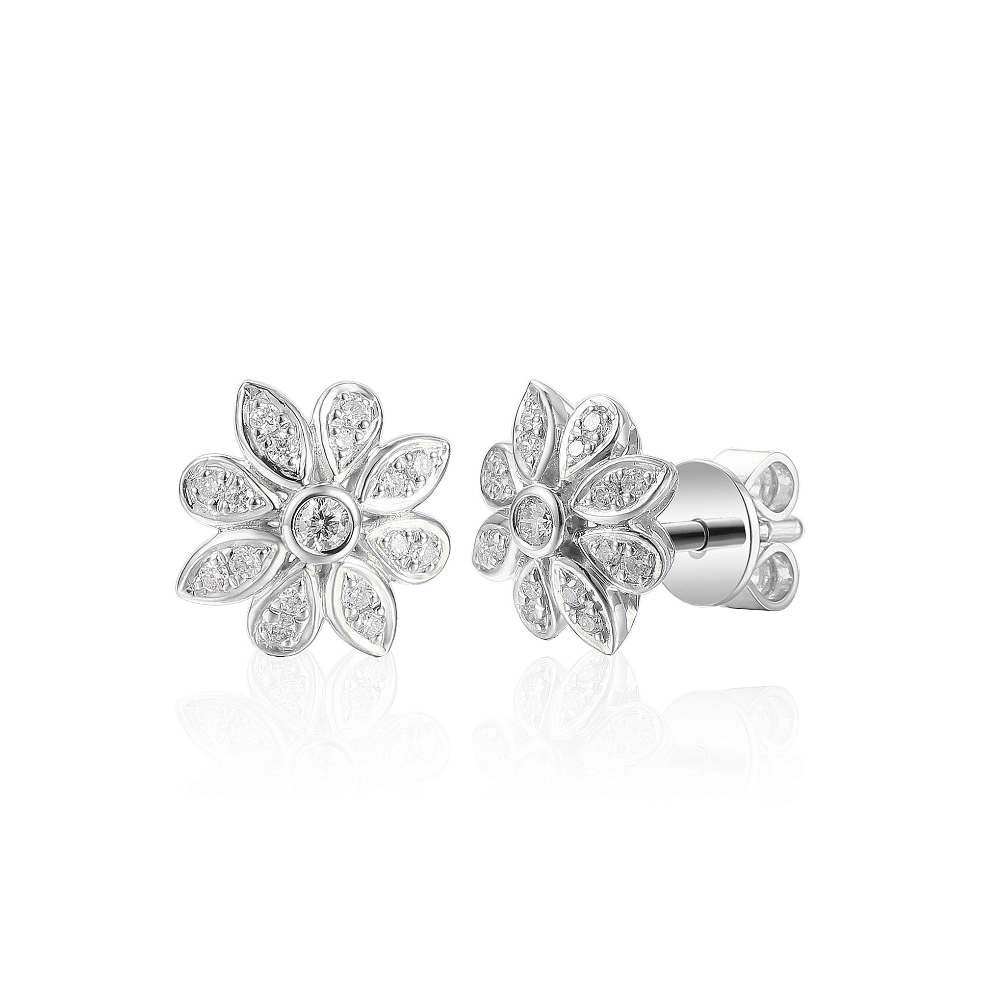 0.21ct natural diamond flower earrings set in an 18ct white gold cluster