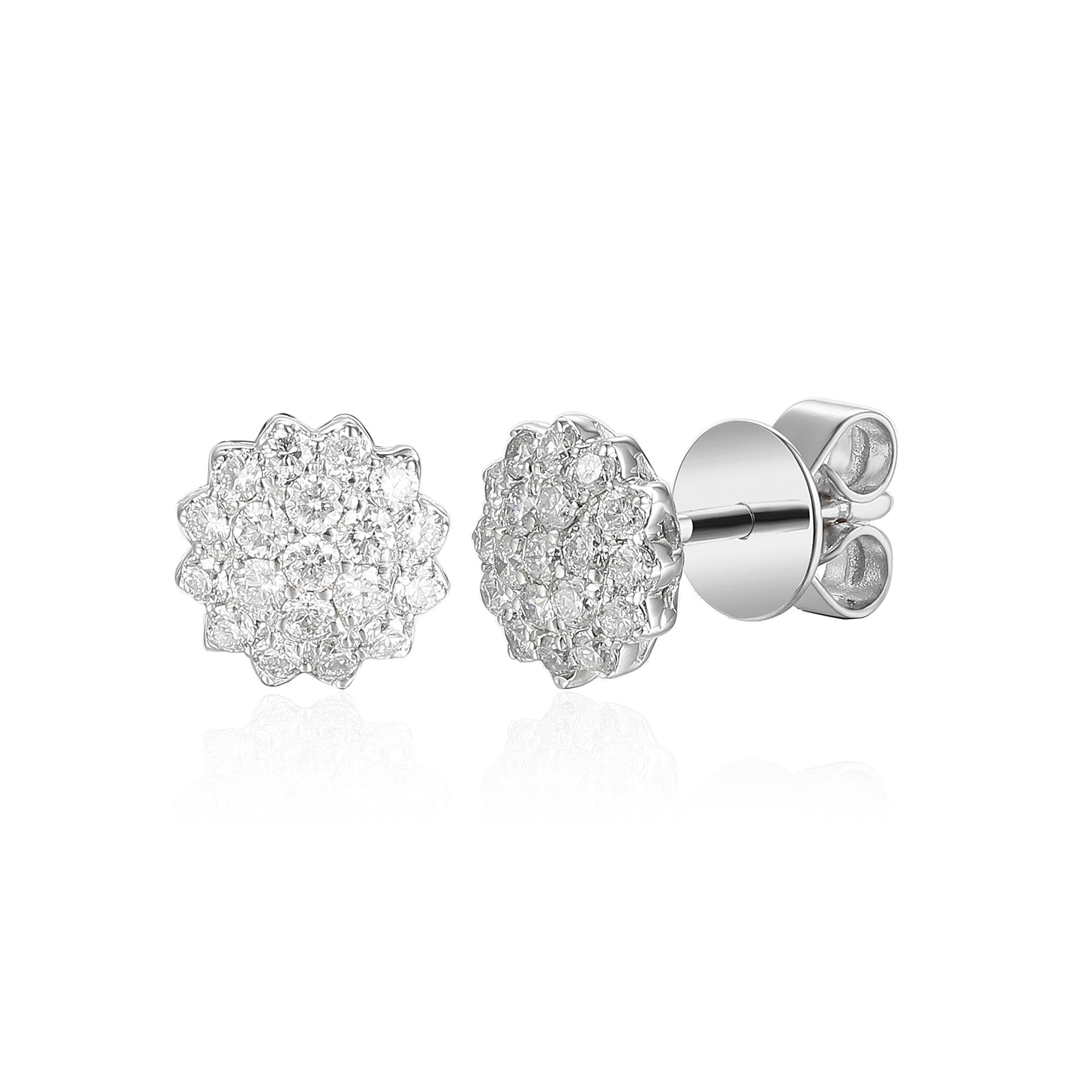 0.39ct natural diamond earrings set in an 18ct white gold cluster