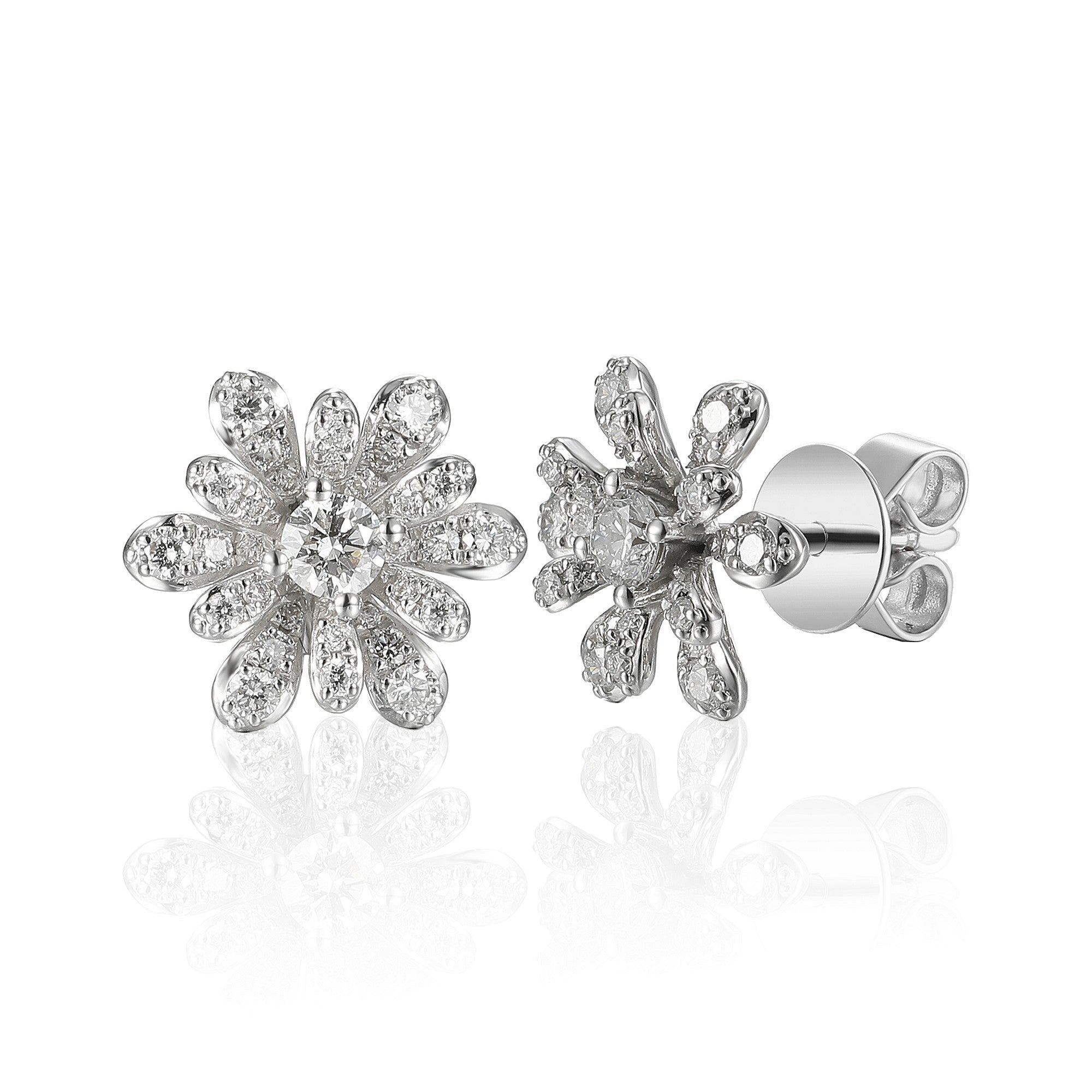 0.54ct natural diamond flower earrings set in an 18ct white gold cluster