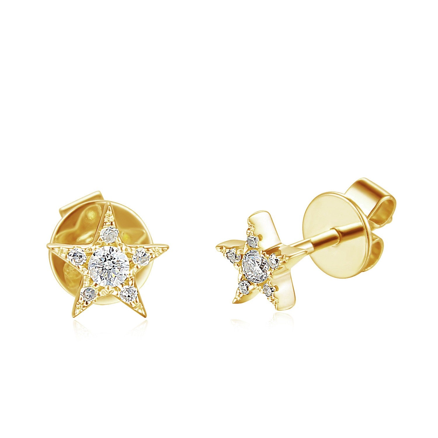 0.10ct natural diamond star earrings set in 18ct yellow gold