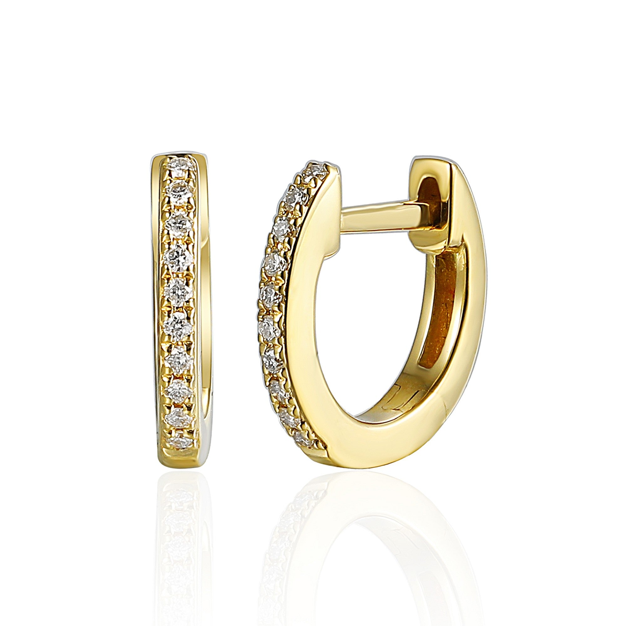 0.06ct natural diamond hoop earrings set in 18ct yellow gold