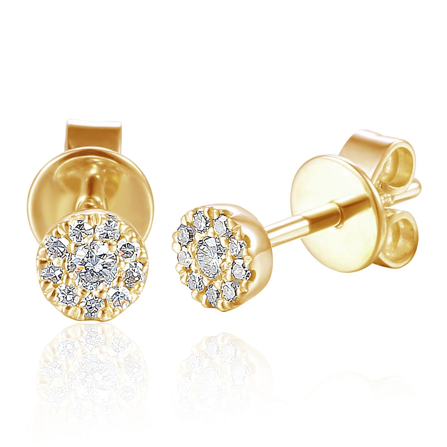 0.10ct natural diamond earrings set in an 18ct yellow gold cluster