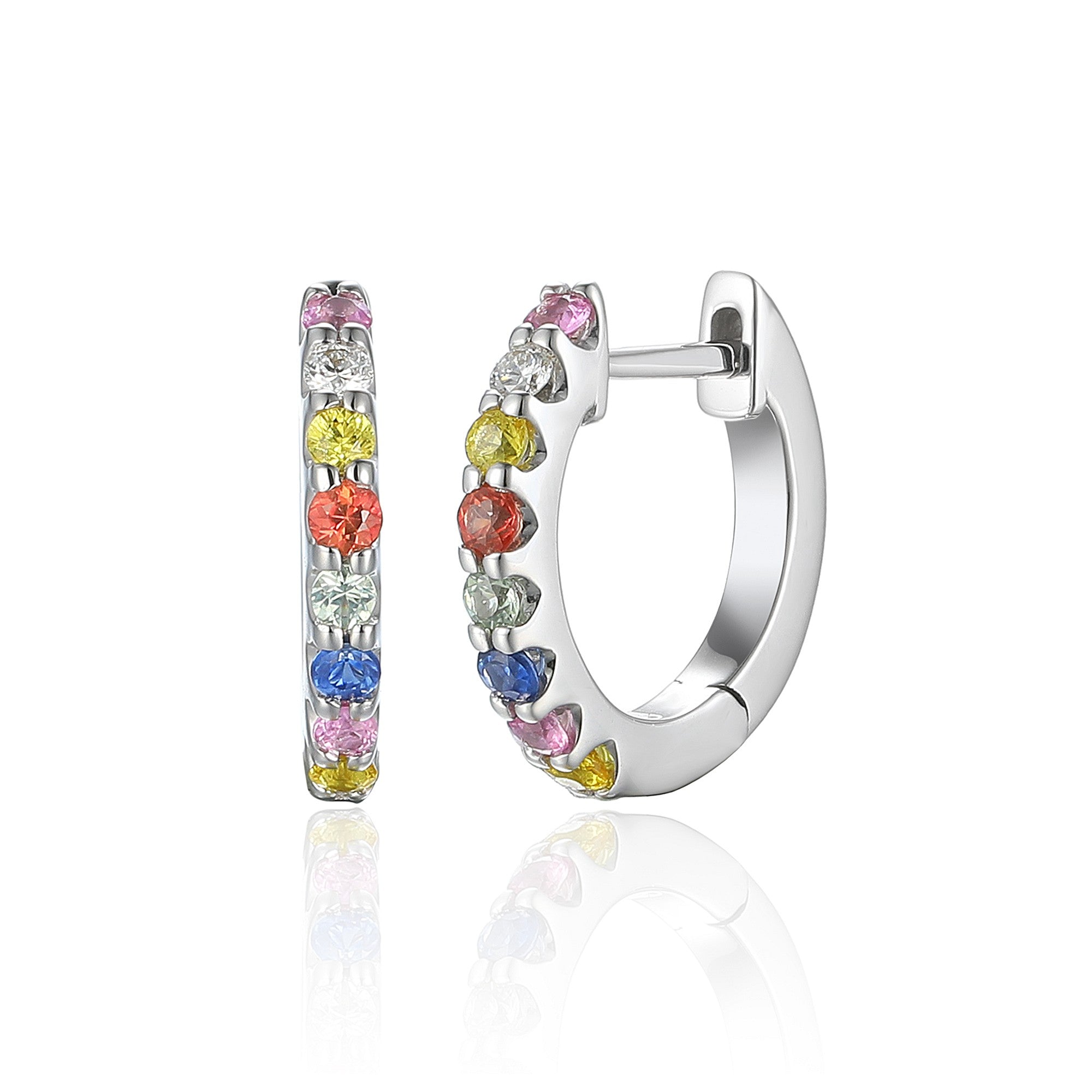 0.43ct multi-coloured sapphire & diamond earrings set in 18ct white gold