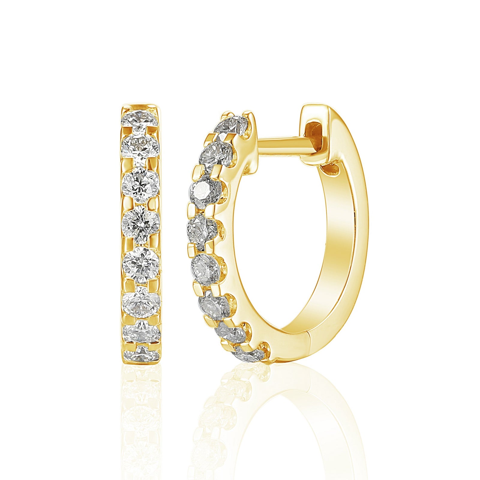 0.34ct natural diamond hoop earrings set in 18ct yellow gold