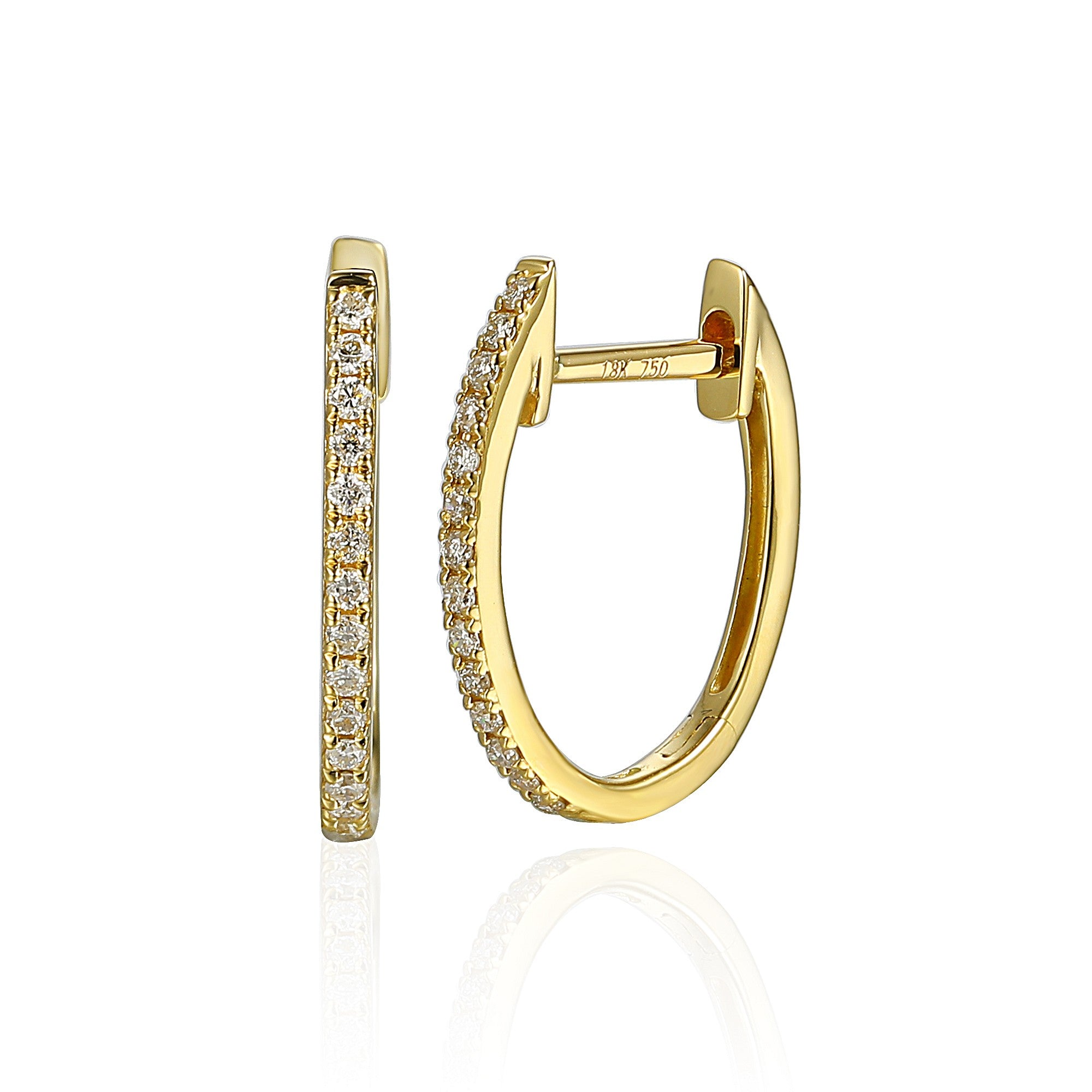 0.10ct natural diamond hoop earrings set in 18ct yellow gold