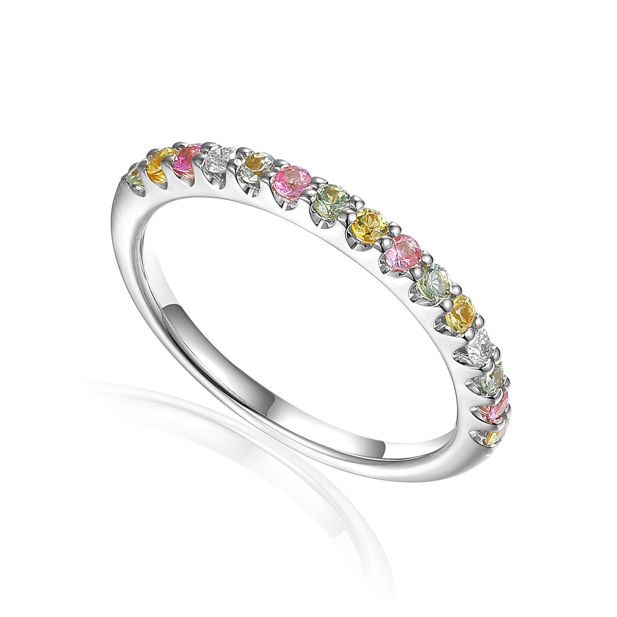 0.37ct diamond & multi sapphire ring set in 18ct white gold