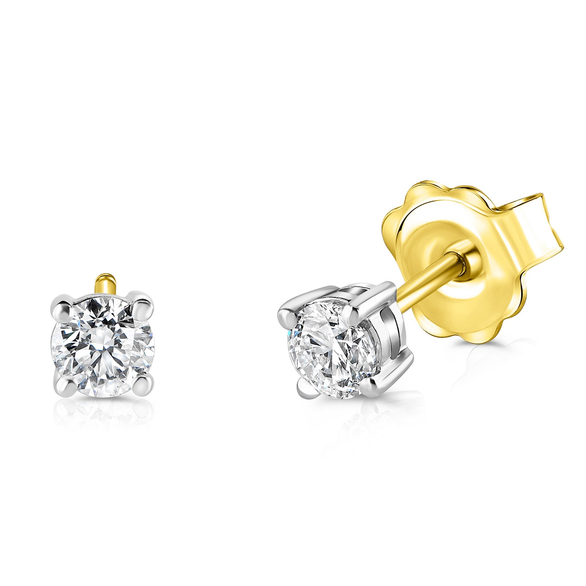 0.30ct diamond stud earrings set in 18ct yellow & white gold, G/H colour, SI clarity