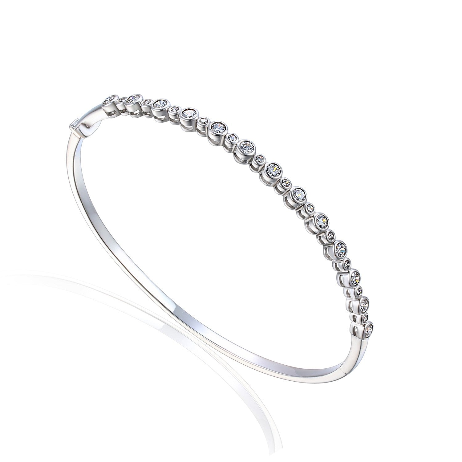 1.01ct round brilliant cut diamond bangle, 18ct white gold, G colour, VS clarity