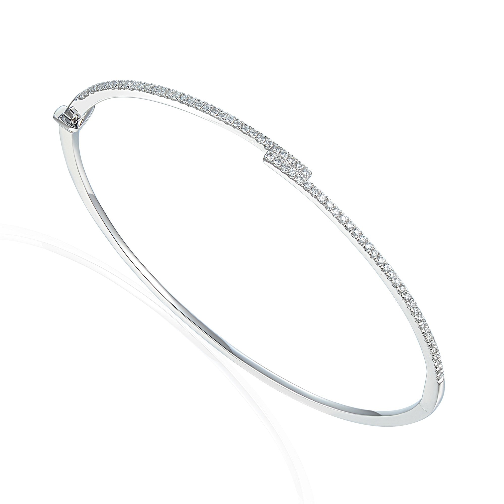 0.42ct round brilliant cut diamond bangle, platinum, H colour, SI clarity