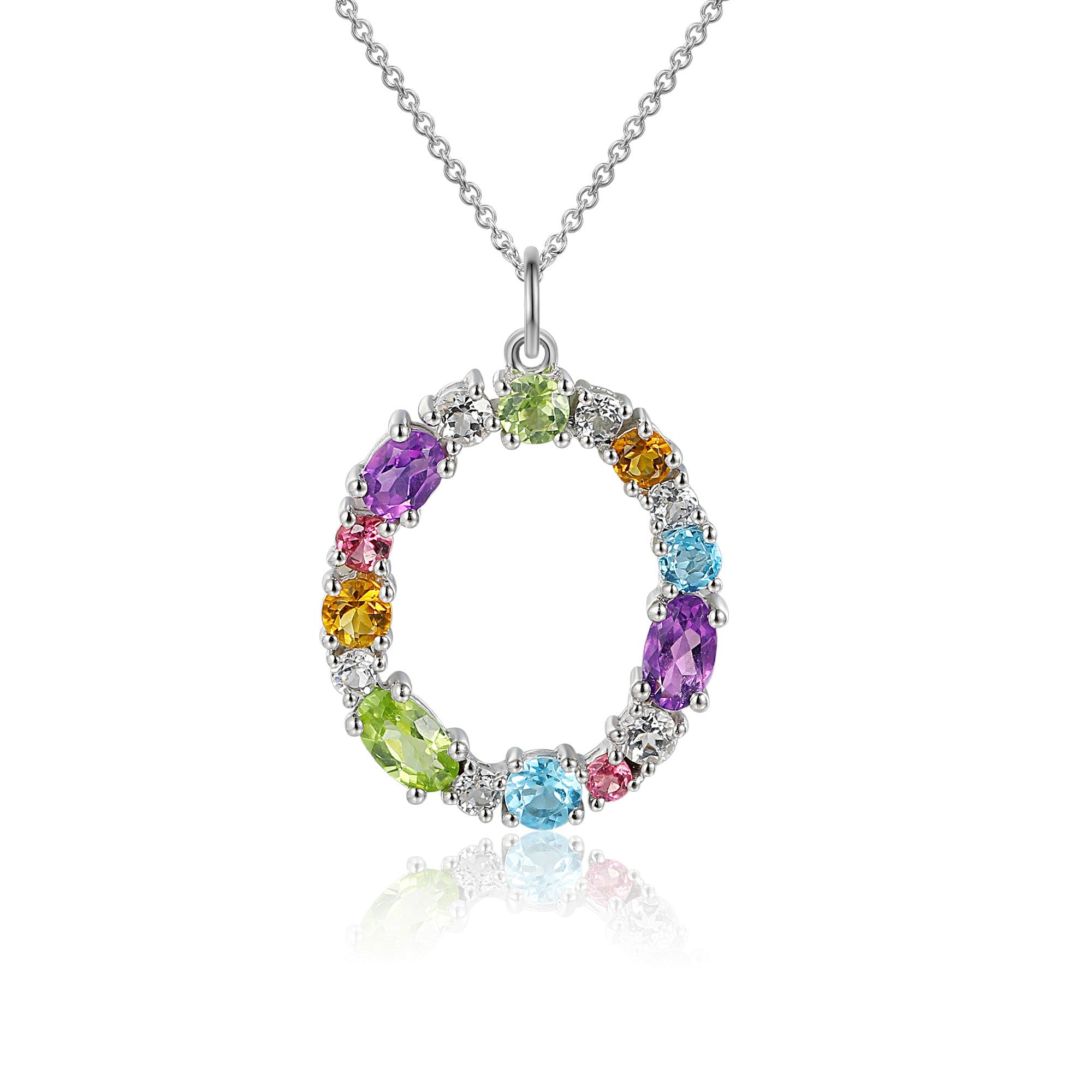 1.26ct multi-coloured sapphire pendant set in 18ct white gold