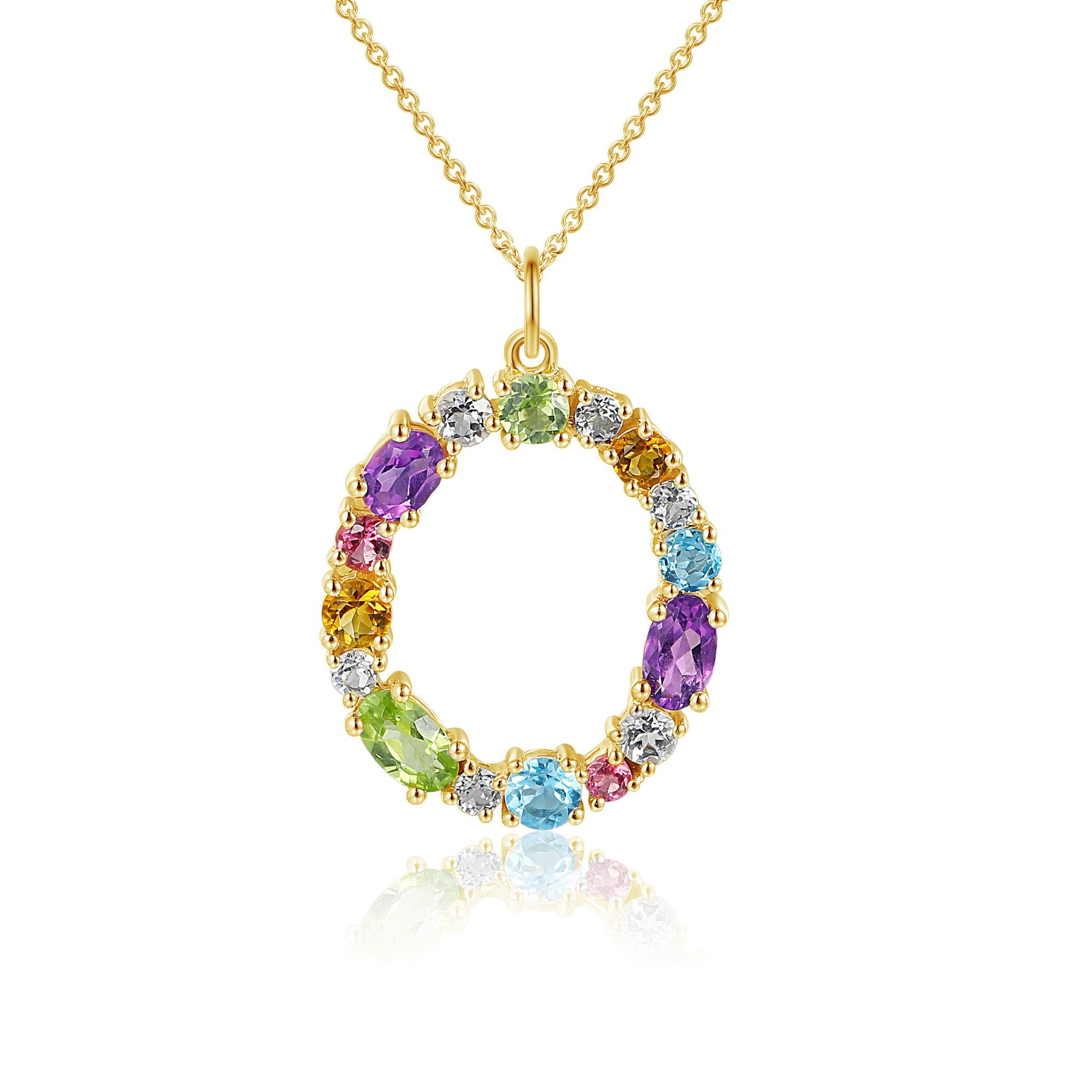 1.49ct multi-coloured sapphire pendant set in 18ct yellow gold