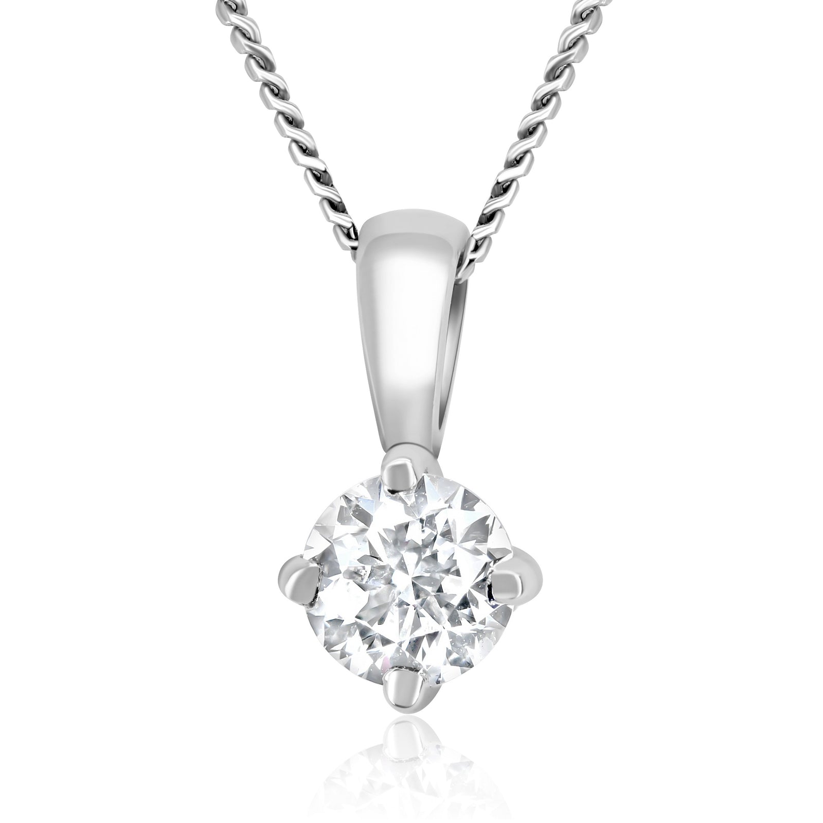 0.20ct round brilliant diamond pendant, 18ct white gold, G/H colour, SI clarity