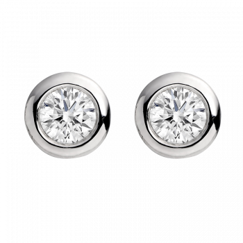 0.50ct diamond rim-set rubover stud earrings set in 18kt white gold, G/H colour, SI clarity