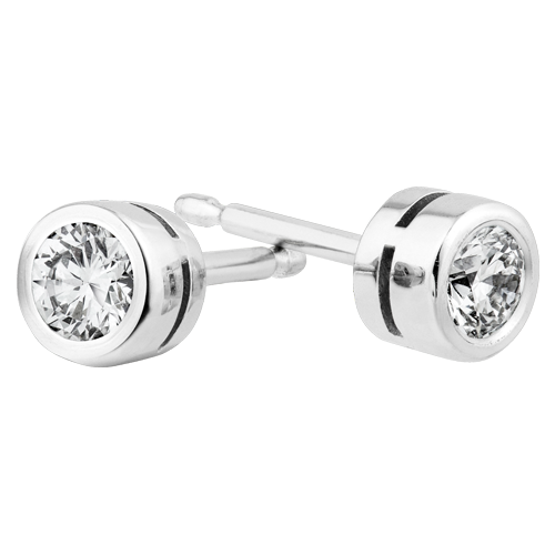 0.50ct diamond rubover stud earrings set in 18kt white gold, G/H colour, SI clarity
