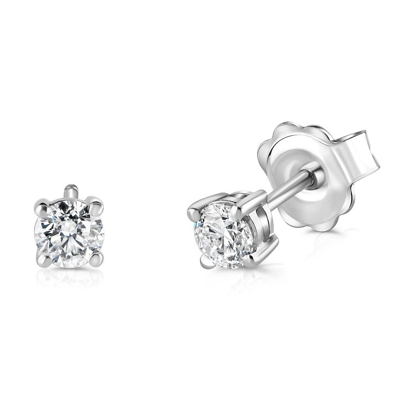 0.40ct round diamond stud earrings set in 18kt white gold