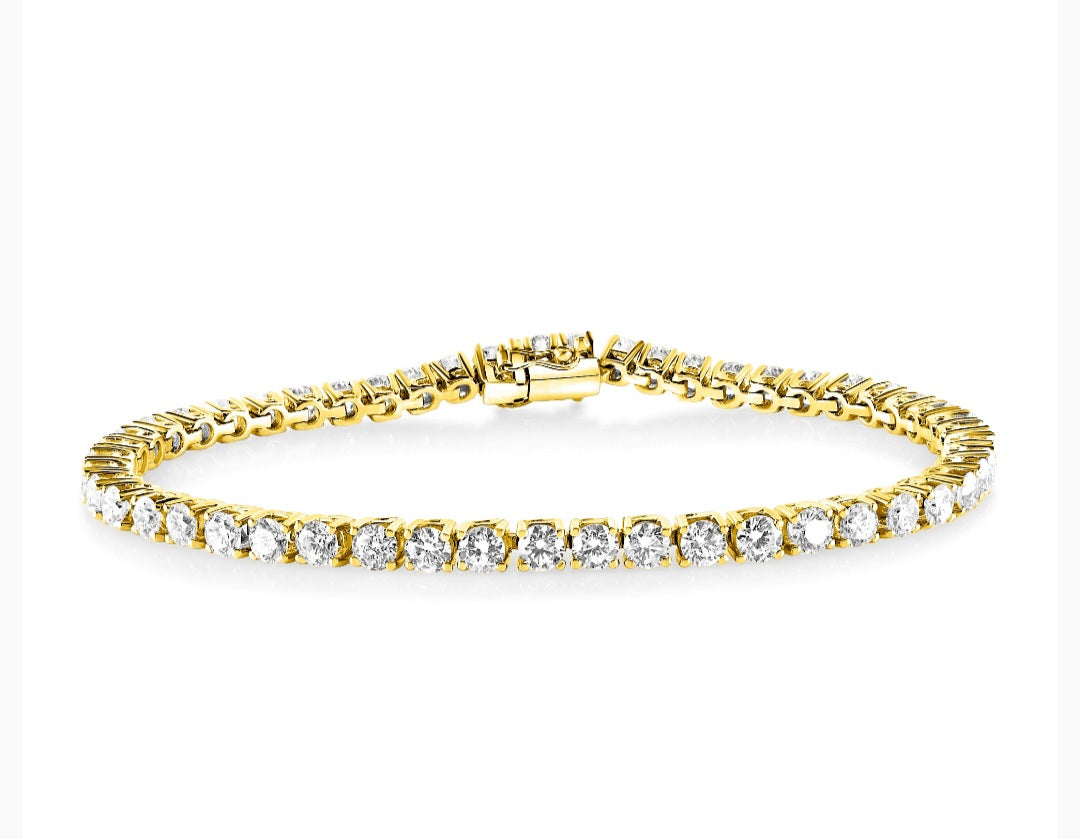 4.00ct round brilliant cut diamond tennis bracelet, 18ct yellow gold, G/H colour, I1-2 clarity