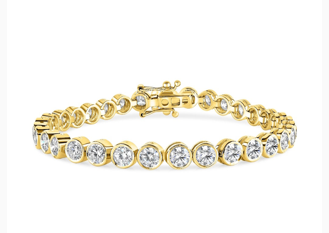 2.00ct round brilliant cut diamond tennis bracelet, 18ct yellow gold, G/H colour, I1-2 clarity
