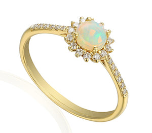 0.44ct opal & diamond ring set in 18ct yellow gold