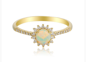 0.44ct opal & diamond ring set in 18ct yellow gold