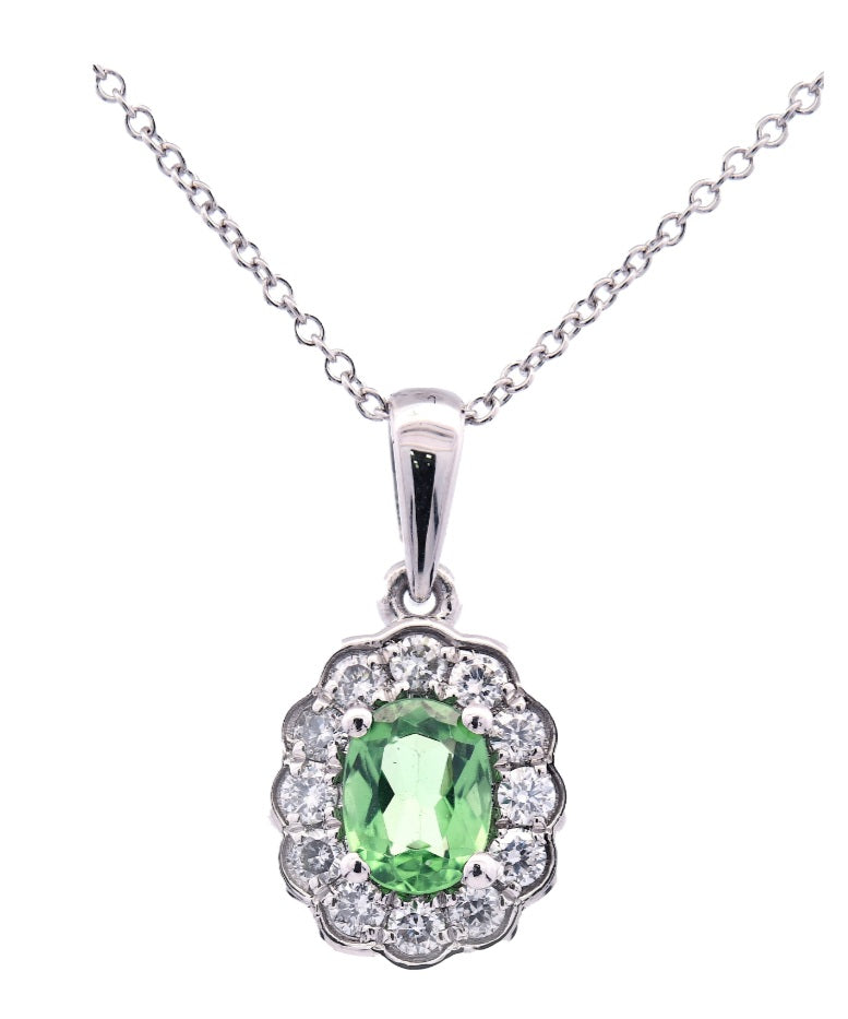 0.63ct tsavorite & diamond pendant set in 18ct white gold