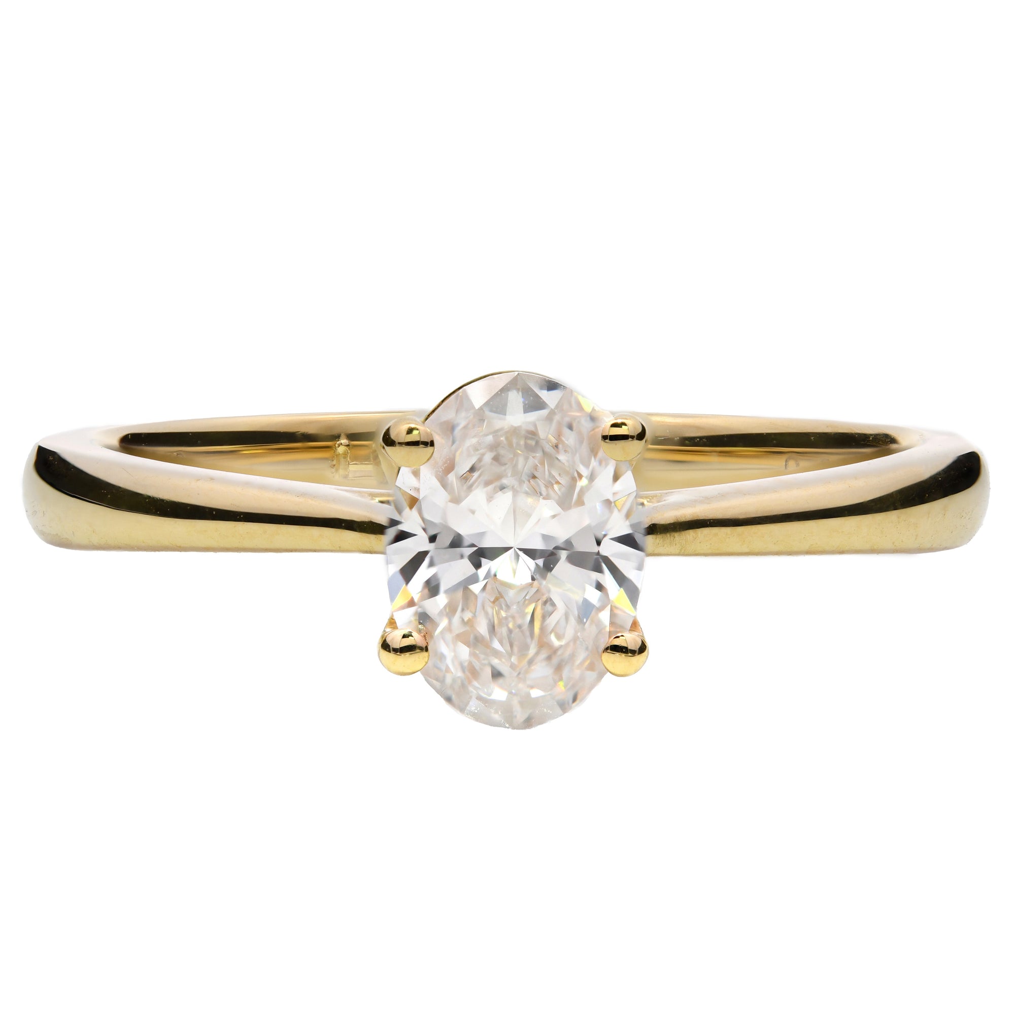 0.60ct natural diamond engagement ring, oval cut, H colour, VS2 clarity, GIA certified. 18ct yellow gold