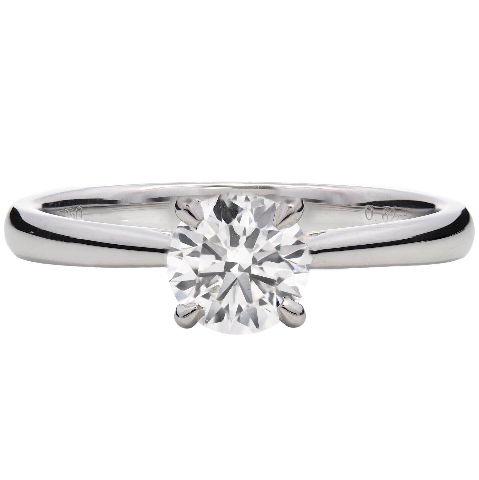 SOLD - 0.62ct natural diamond engagement ring, round brilliant, H colour, VS2 clarity, GIA certified. Platinum