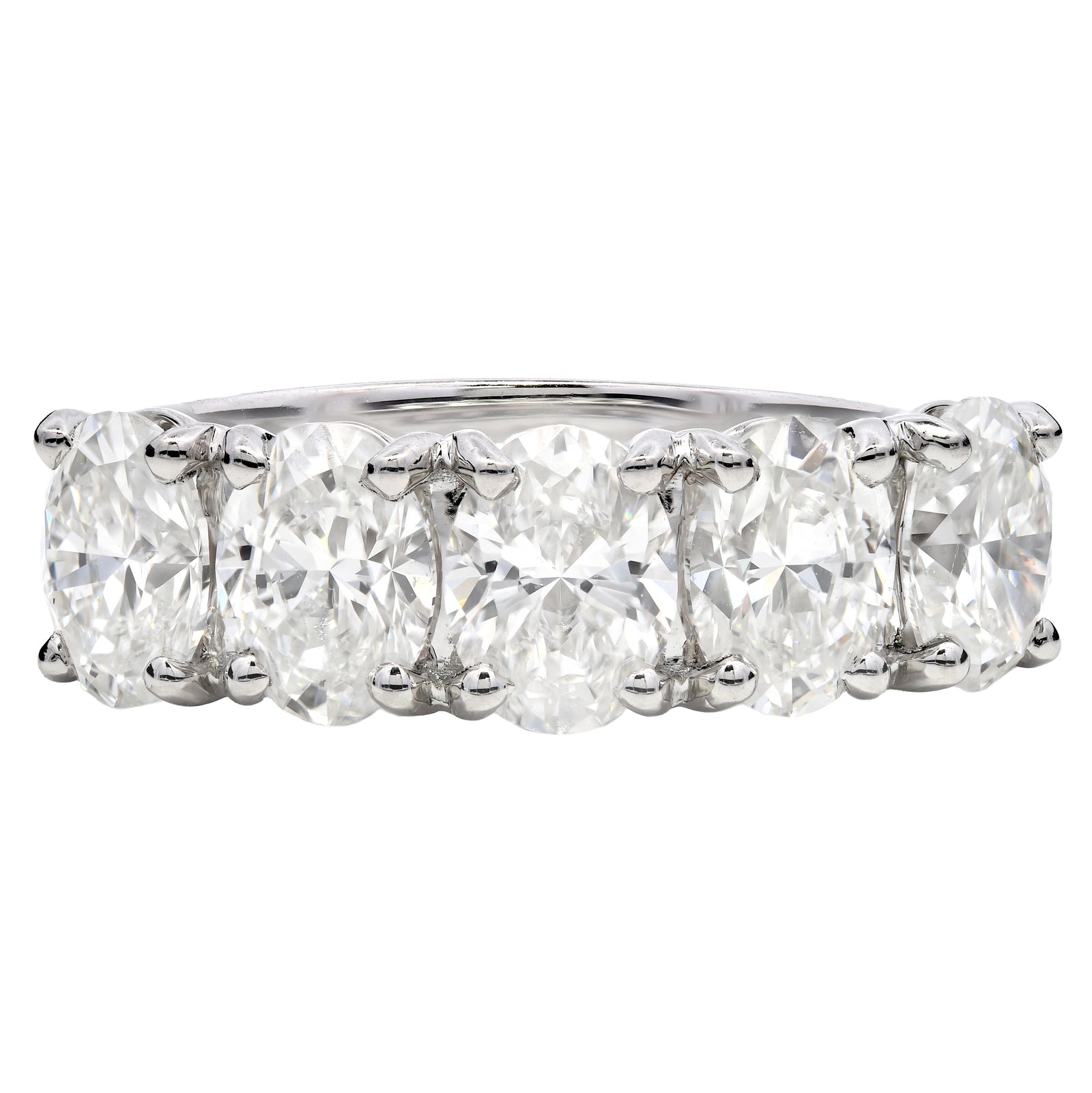2.52ct natural diamond 5 stone ring, oval cut, F-G colour, SI1 clarity, GIA certified. Platinum