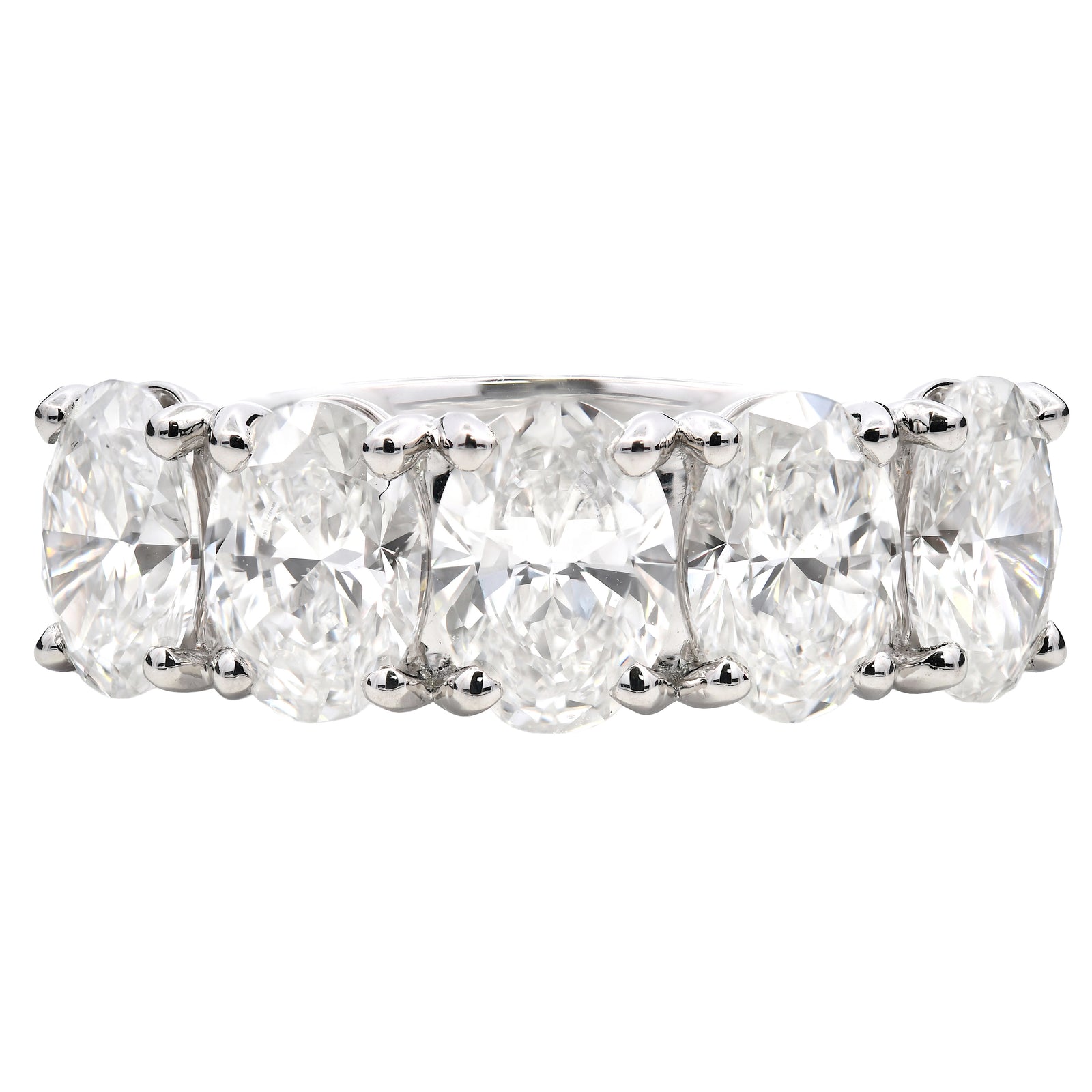 3.51ct natural diamond 5 stone ring, oval cut, E-F colour, SI1 clarity, GIA certified. Platinum