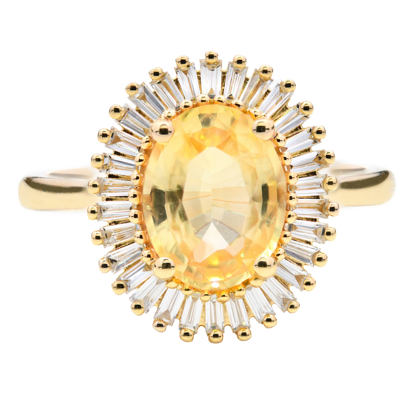 SOLD - 1.69ct yellow sapphire & natural diamond ring set in 18ct yellow gold. WGI certified