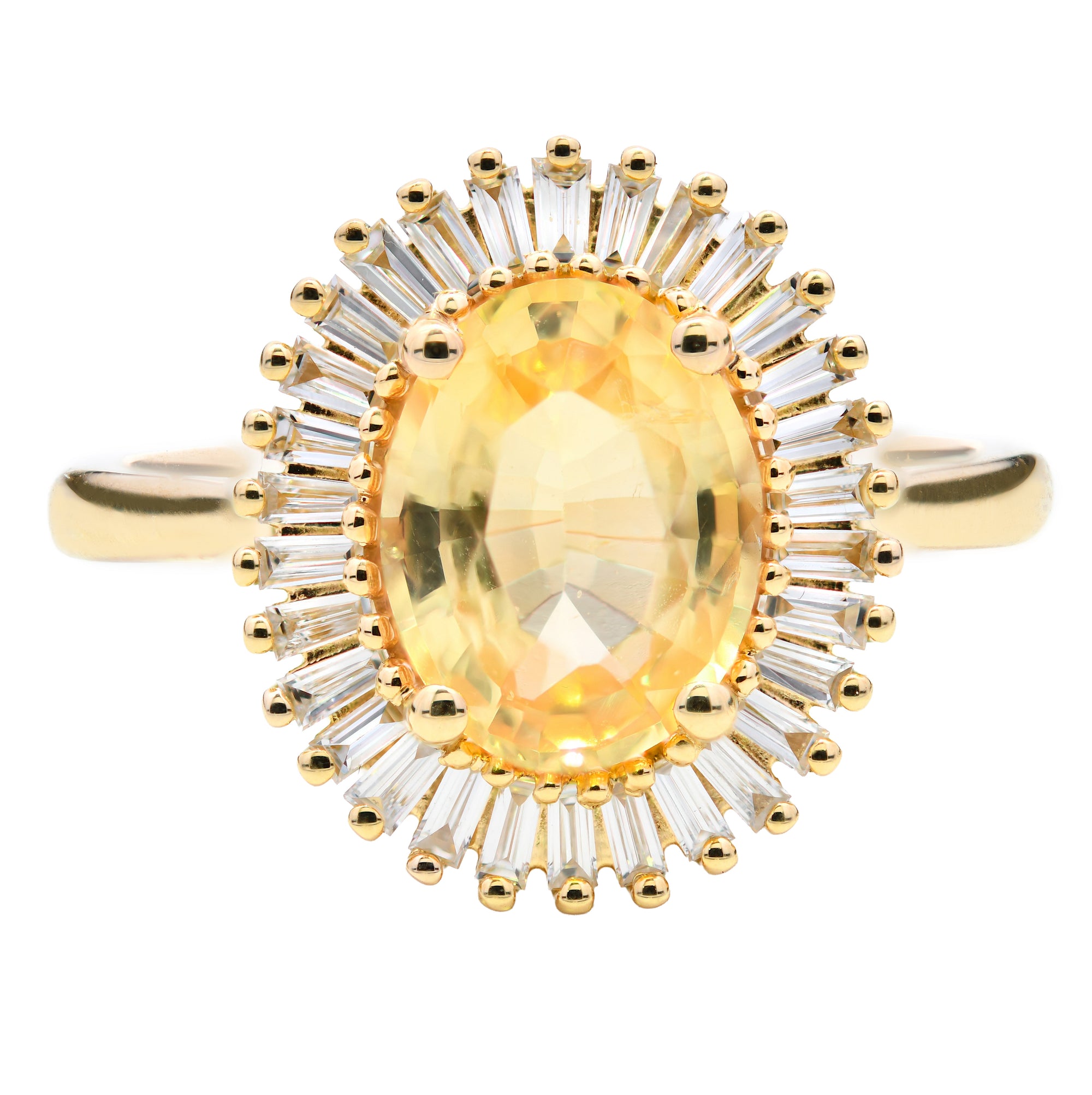 1.69ct yellow sapphire & natural diamond ring set in 18ct yellow gold. WGI certified