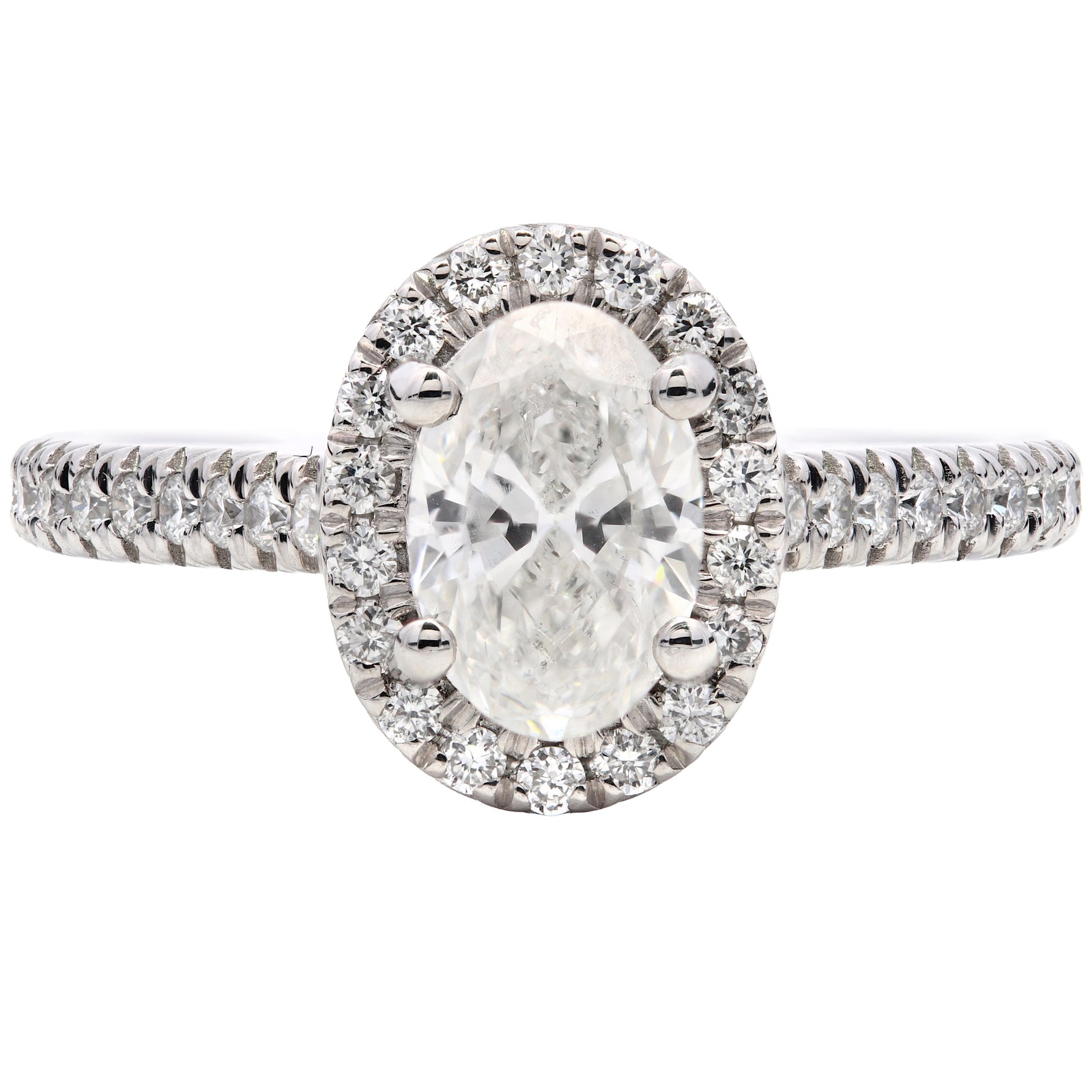 0.99ct natural diamond engagement ring, oval cut, G colour, SI2 clarity, GIA certified. Platinum