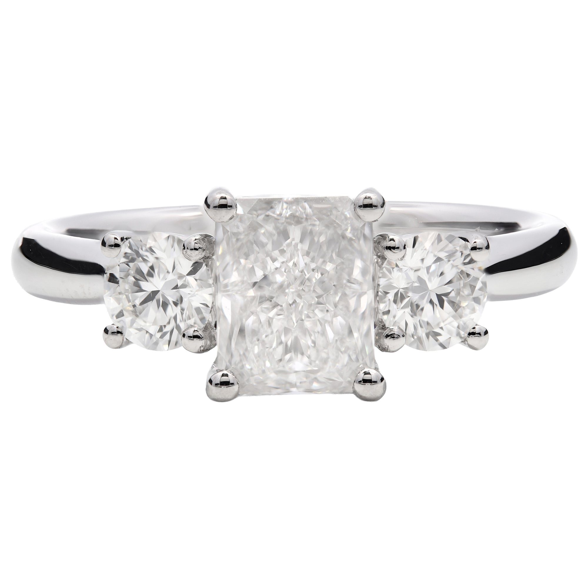 1.46ct natural diamond engagement ring, radiant cut, G colour, VVS1 clarity, GIA certified. Platinum