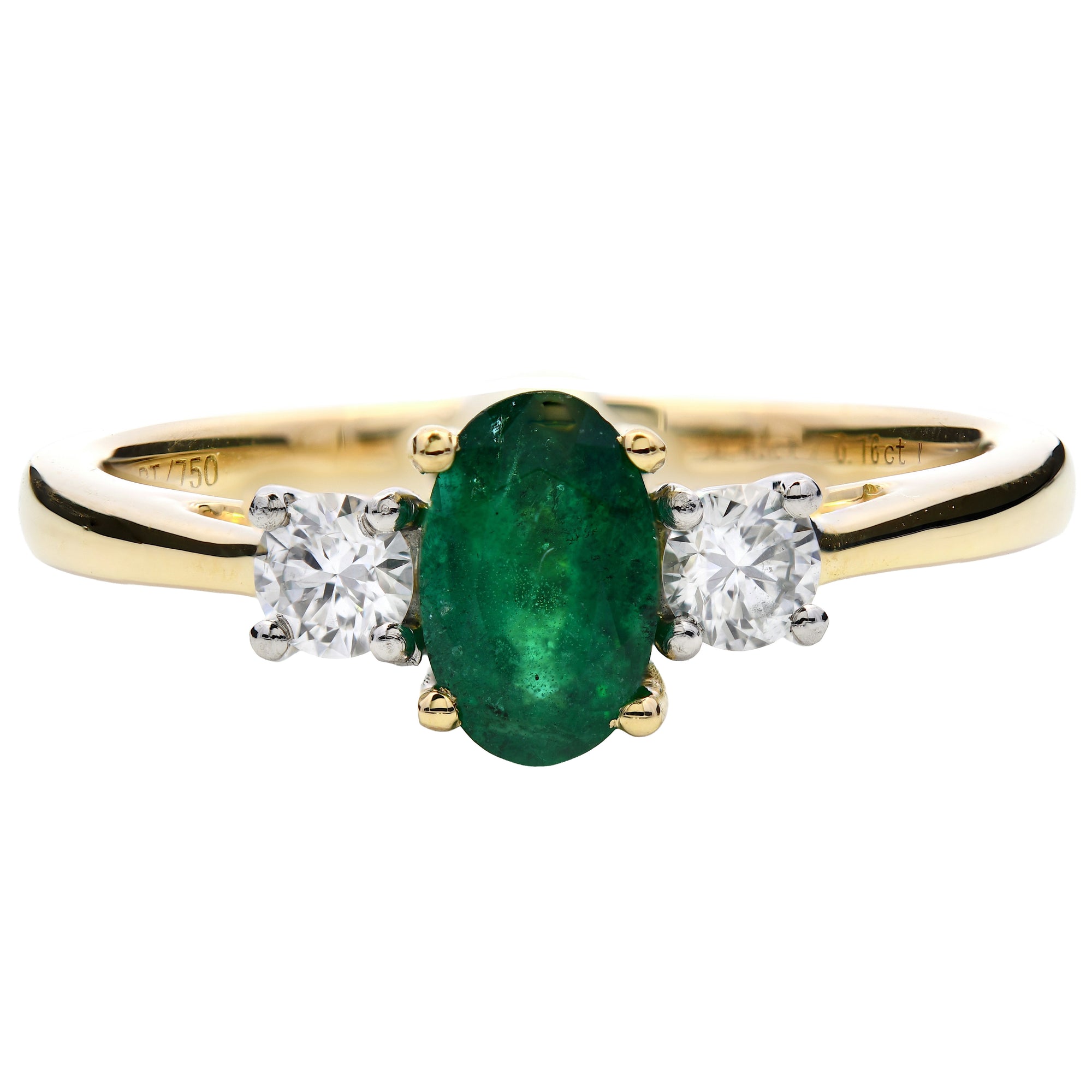 0.59ct emerald & diamond ring, 18ct yellow gold & platinum, WGI certified.