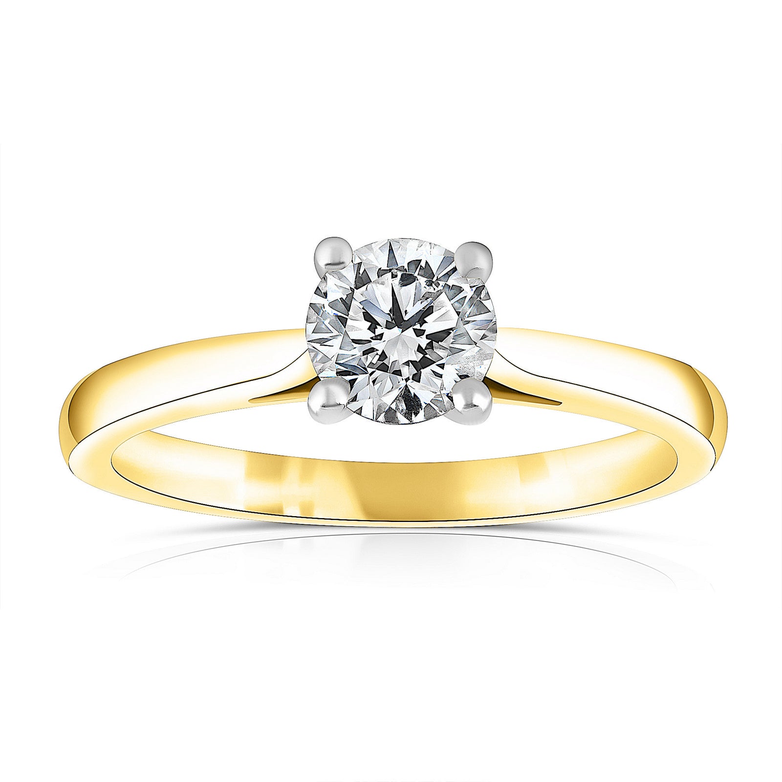 SOLD - 1.00ct natural diamond engagement ring, round brilliant cut, H colour, SI2 clarity, GIA certified. 18ct Yellow & White Gold