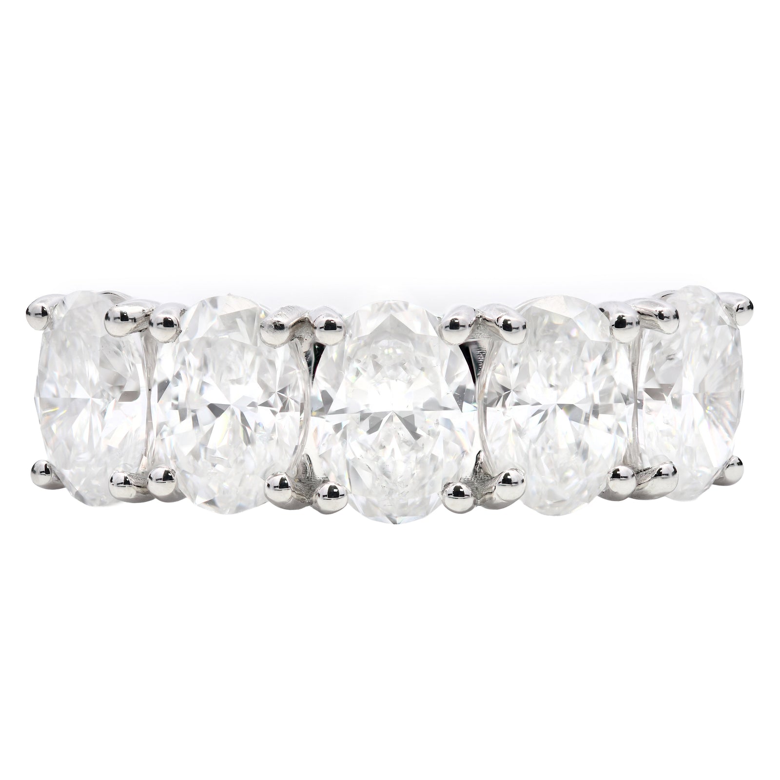 3.54ct natural diamond 5 stone ring, oval cut, E colour, SI1 clarity, platinum. GIA Certified