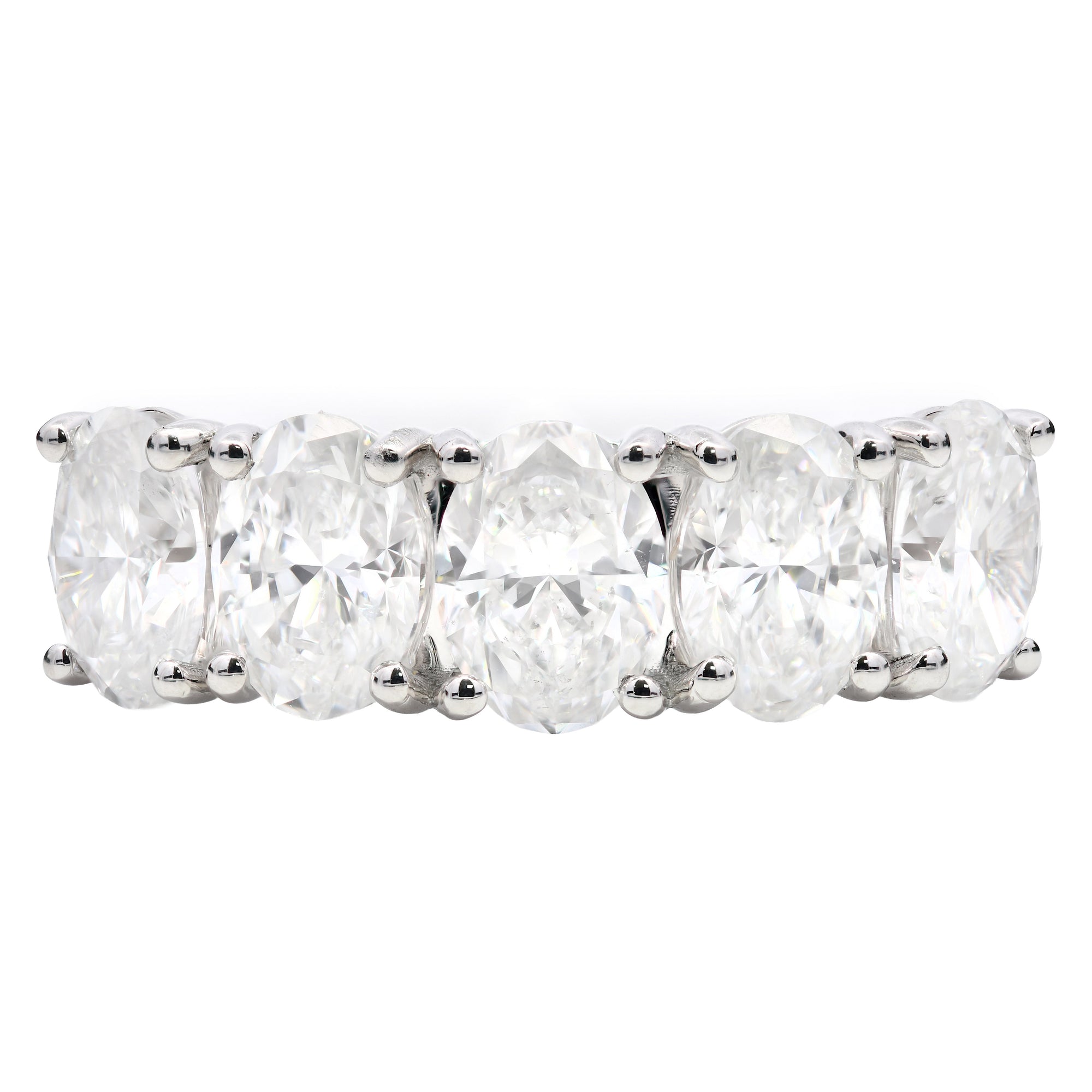 3.54ct natural diamond 5 stone ring, oval cut, E colour, SI1 clarity, platinum. GIA Certified